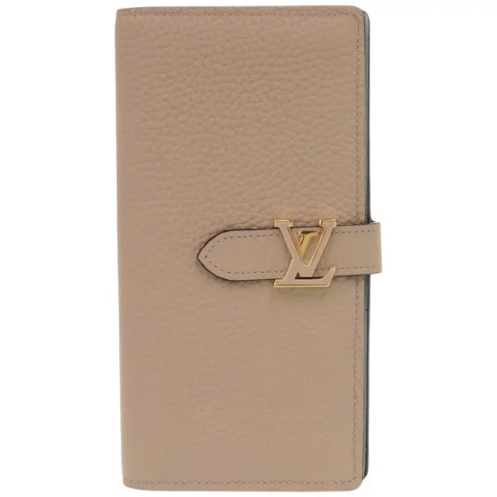 Louis Vuitton LV Vertical Wallet Taurillon Leather Galet Brown Long